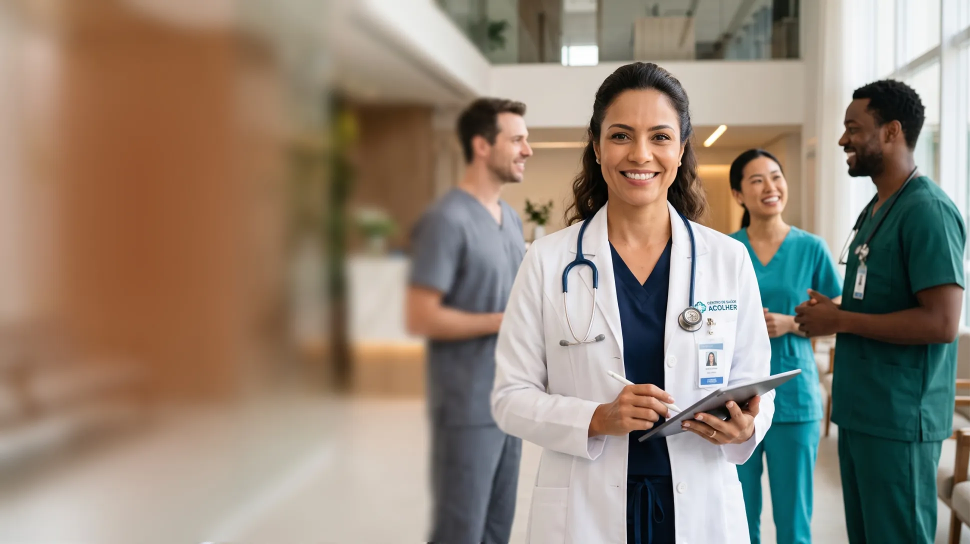 Equipe médica reunida na clínica